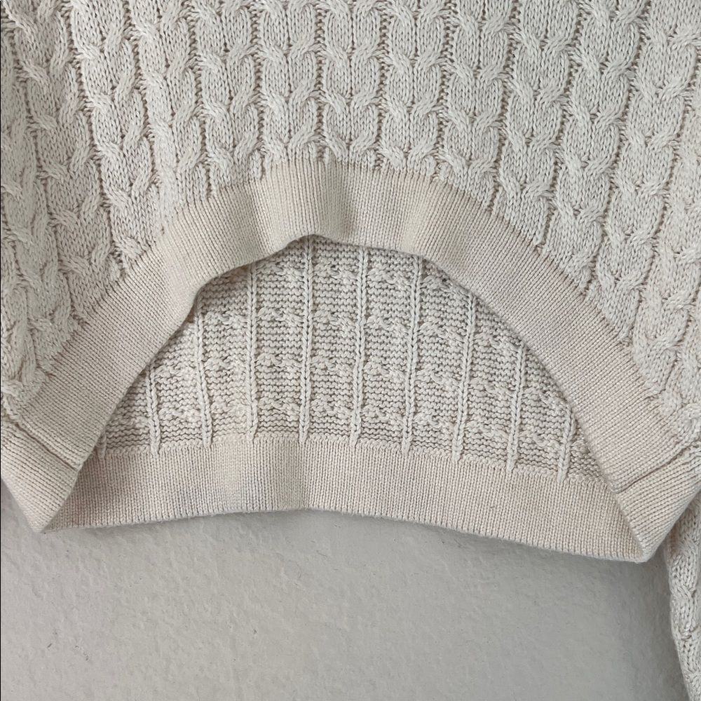 WeWoreWhat | Danielle Bernstein Cropped Mock Neck Cable Sweater in Ivory in XS - Picture 5 of 14